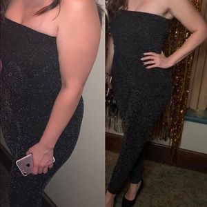 Strapless Black Sparkle Jumpsuit